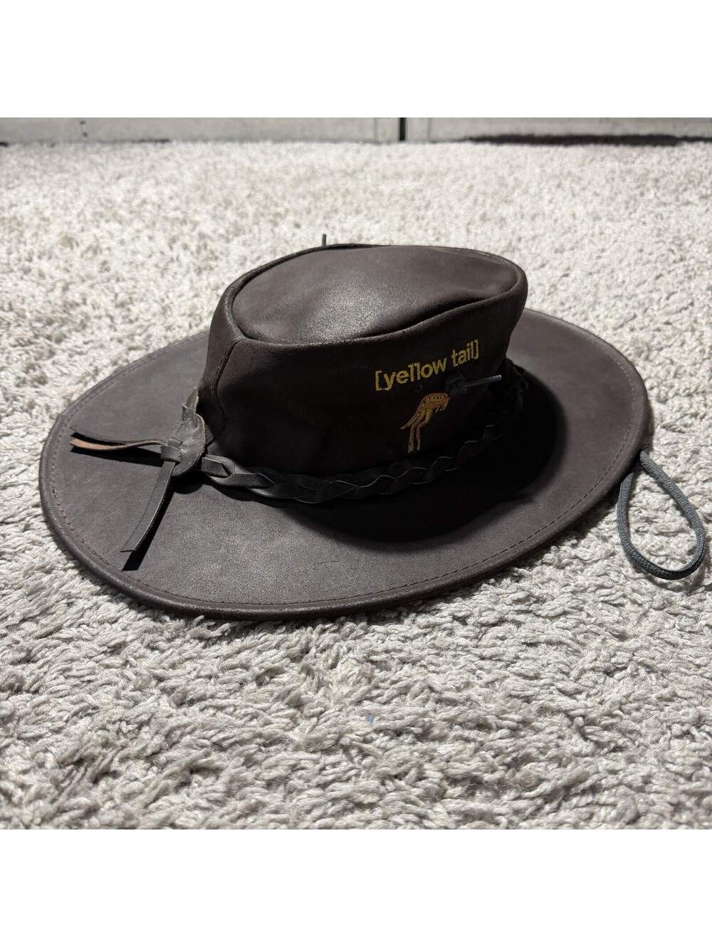 Jacaru Australia Swagman Leather Hat Brown Leather Band Brown Outback Size M/L